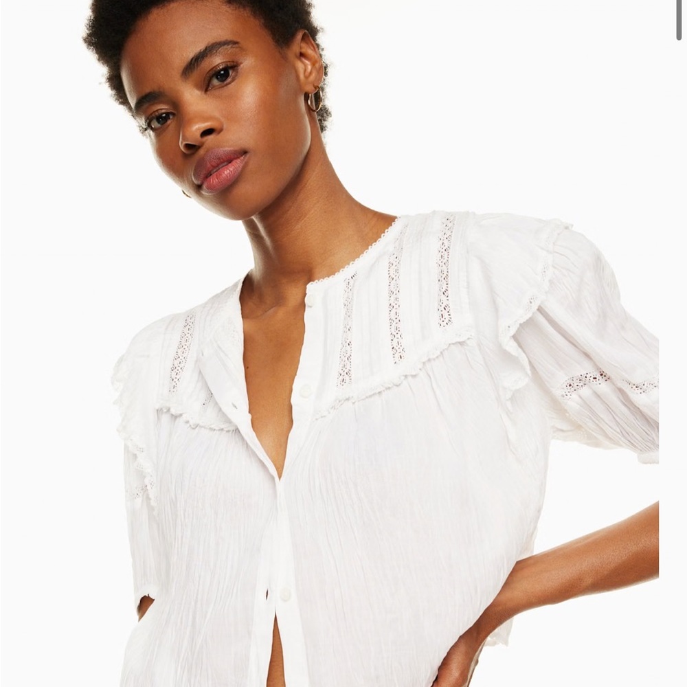 Aritzia Wilfred Marquetry Blouse White